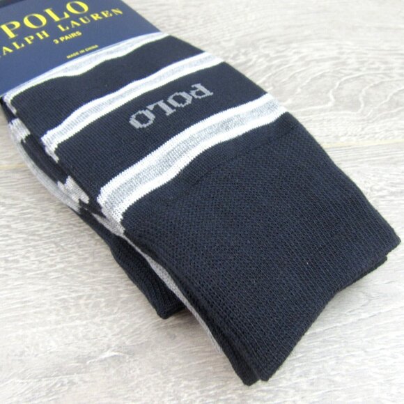 Polo Ralph Lauren Dress Slack Socks Men's Size 6-12.5 (3 PAIRS) Gray Multi NEW - Picture 4 of 10